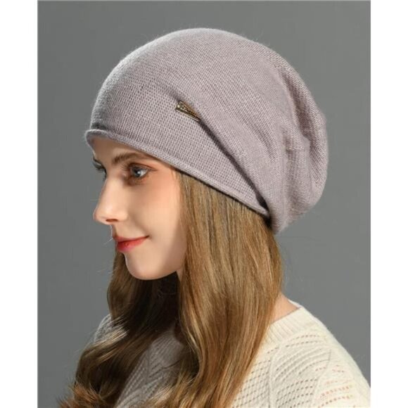 Ladies Wool Knitted Skull Beanies Cap Mixed Purple - Picture 5 of 6